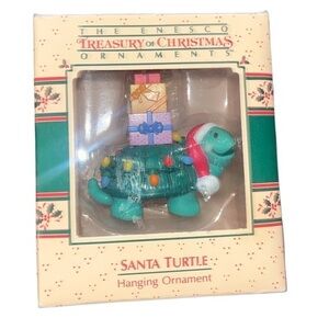 ENESCO CHRISTMAS ORNAMENT: SANTA TURTLE: DECKED OUT TURTLE NEW In BOX 1988
